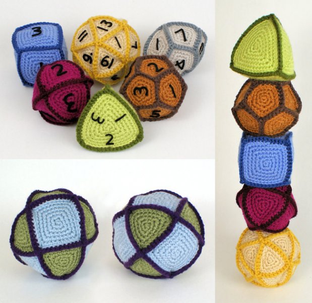 Polyhedral Balls, Gaming Dice, Cuboctahedron: 7 crochet patterns - Click Image to Close