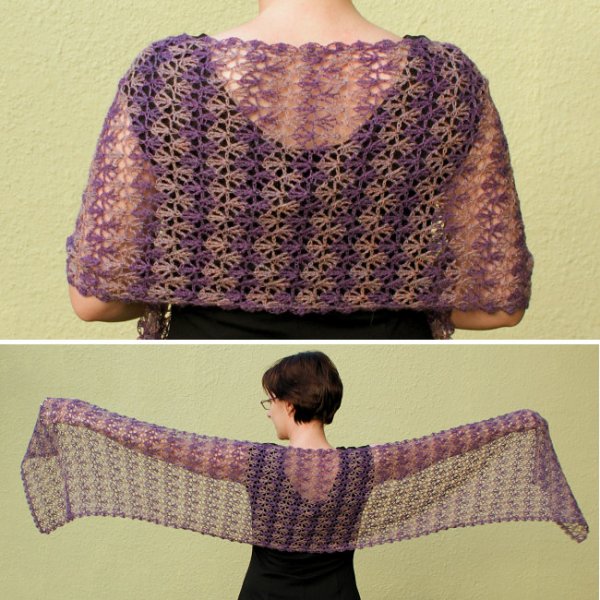Rippled Lace Rectangular Shawl crochet pattern - Click Image to Close