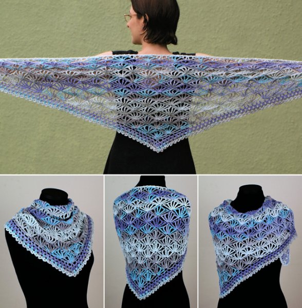 Palm Leaves Triangular Shawl crochet pattern - Click Image to Close