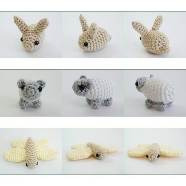 PocketAmi Set2: Bunny Sheep Dragonfly amigurumi crochet patterns - Click Image to Close