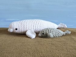 (image for) AquaAmi Beluga Whales amigurumi crochet pattern