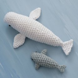 (image for) AquaAmi Beluga Whales amigurumi crochet pattern