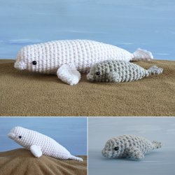 (image for) AquaAmi Beluga Whales amigurumi crochet pattern