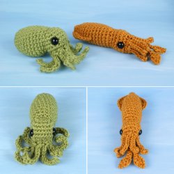 (image for) Baby Cephalopods 1: Octopus & Squid amigurumi crochet patterns