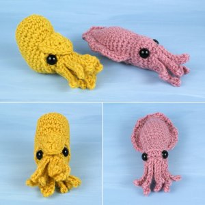 (image for) Baby Cephalopods 2: Cuttlefish & Nautilus crochet patterns