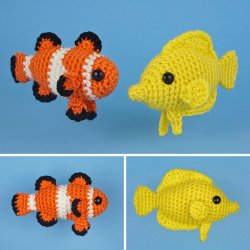 Tropical Fish Set 1: TWO amigurumi fish crochet patterns