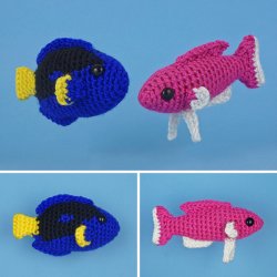 (image for) Tropical Fish Set 2: TWO amigurumi fish crochet patterns