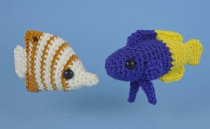 Tropical Fish Set 3: TWO amigurumi fish crochet patterns