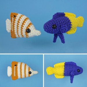 Tropical Fish Set 3: TWO amigurumi fish crochet patterns