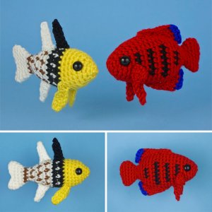 (image for) Tropical Fish Set 4: TWO amigurumi fish crochet patterns