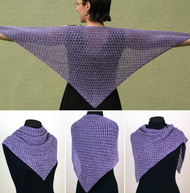 Cozy Mesh Triangular Shawl crochet pattern - Click Image to Close