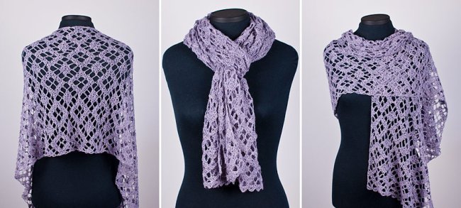 (image for) Diamond Lace Wrap crochet pattern - Click Image to Close