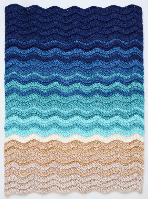 (image for) Turtle Beach Blanket (Teal Ombre Version) afghan crochet pattern - Click Image to Close