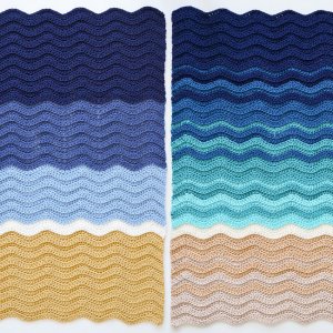 (image for) Turtle Beach Blanket (Classic Blue and Teal Ombre Versions) - TWO afghan crochet patterns