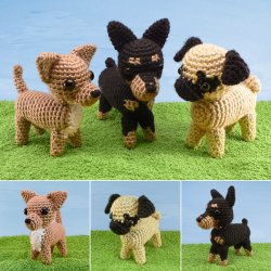 AmiDogs Set 4 - THREE amigurumi crochet patterns