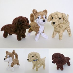 (image for) AmiDogs Set 1 - THREE amigurumi crochet patterns