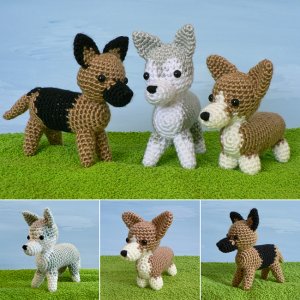 (image for) AmiDogs Set 3 - THREE amigurumi crochet patterns