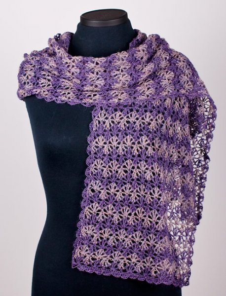 Rippled Lace Rectangular Shawl crochet pattern - Click Image to Close