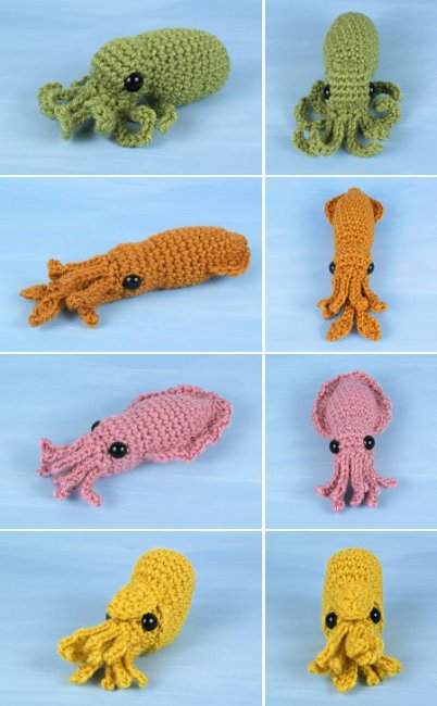 Baby Cephalopods 1 and 2 - FOUR amigurumi crochet patterns - Click Image to Close