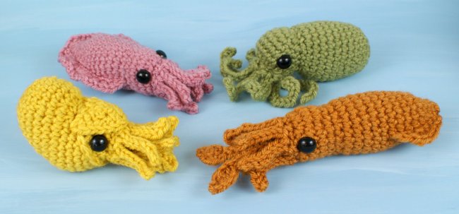 (image for) Baby Cephalopods 1 and 2 - FOUR amigurumi crochet patterns - Click Image to Close