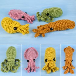 Baby Cephalopods 1 and 2 - FOUR amigurumi crochet patterns