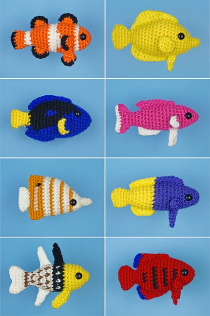(image for) Tropical Fish Sets 1-4: EIGHT amigurumi fish crochet patterns - Click Image to Close