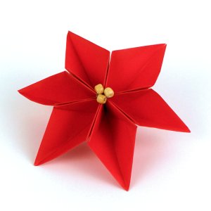 (image for) Origami Poinsettia DONATIONWARE craft tutorial