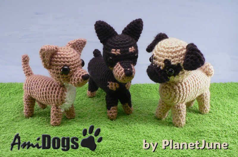 AmiDogs Set 4 - THREE amigurumi crochet patterns - Click Image to Close