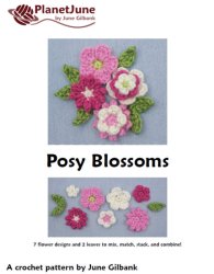 (image for) Posy Blossoms DONATIONWARE flowers and leaves crochet pattern