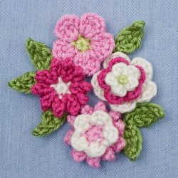 (image for) Posy Blossoms DONATIONWARE flowers and leaves crochet pattern