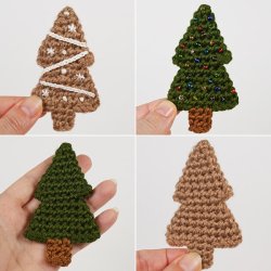 (image for) Gingerbread Tree & Christmas Tree Ornaments DONATIONWARE crochet pattern