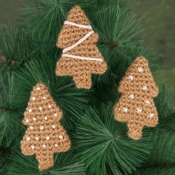 (image for) Gingerbread Tree & Christmas Tree Ornaments DONATIONWARE crochet pattern