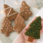 (image for) Gingerbread Tree & Christmas Tree Ornaments DONATIONWARE crochet pattern