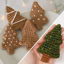 (image for) Gingerbread Tree & Christmas Tree Ornaments DONATIONWARE crochet pattern