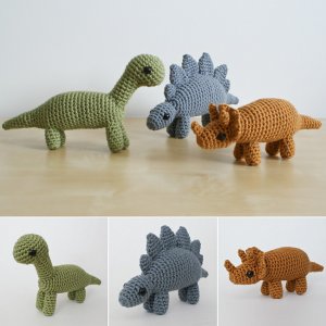 Dinosaurs Set 1 - THREE amigurumi crochet patterns