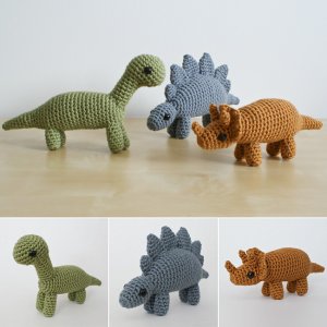 (image for) Dinosaurs Set 1 - THREE amigurumi crochet patterns