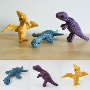 Dinosaurs Set 2 - THREE amigurumi crochet patterns