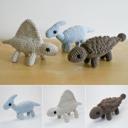 Dinosaurs Set 3 - THREE amigurumi crochet patterns