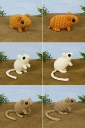(image for) Mini Mammals 2: three EXPANSION PACK amigurumi crochet patterns: Hamster, Gerbil, Kangaroo Rat