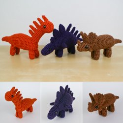 (image for) Dinosaurs Set 1X THREE amigurumi EXPANSION PACK crochet patterns