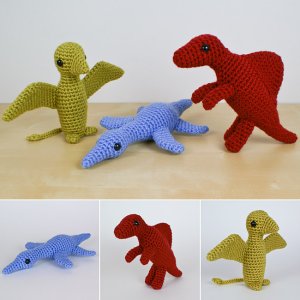 (image for) Dinosaurs Set 2X THREE amigurumi EXPANSION PACK crochet patterns