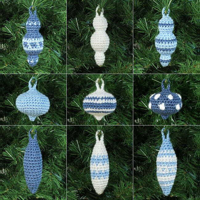(image for) Christmas Baubles crochet pattern: 9 ornament designs - Click Image to Close