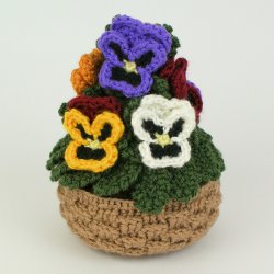 (image for) Pansies crochet pattern (pansy baskets)