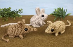 (image for) Mini Mammals: three amigurumi crochet patterns: Sengi, Jerboa, Mouse