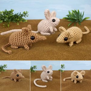 Mini Mammals: three amigurumi crochet patterns: Sengi, Jerboa, Mouse