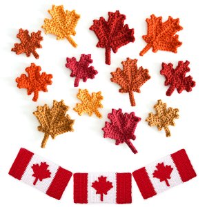 (image for) Maple Leaf Collection & Canadian Flag: THREE crochet patterns