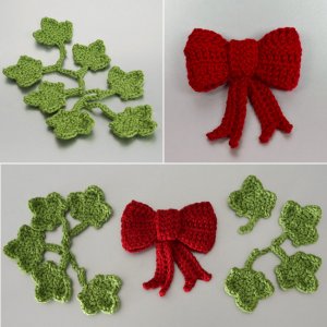 (image for) Christmas Decor Set 3: Ivy & Bow crochet patterns