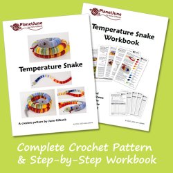 (image for) Temperature Snake amigurumi crochet pattern and workbook