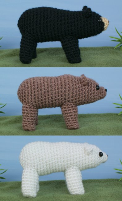 (image for) Black, Brown & Polar Bears: THREE amigurumi crochet patterns - Click Image to Close