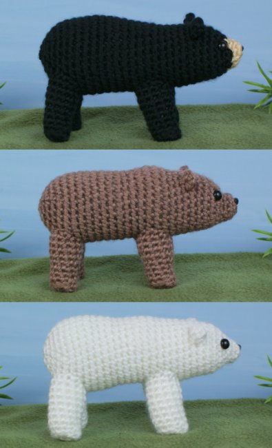 Black, Brown & Polar Bears: THREE amigurumi crochet patterns - Click Image to Close